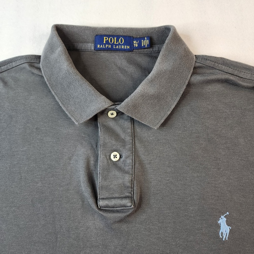 Polo Ralph Lauren‎ Men Polo Shirt XL Classic Fit Gray Cotton Embroidered Pony